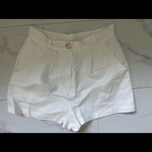 White Pleated Jane Shorts